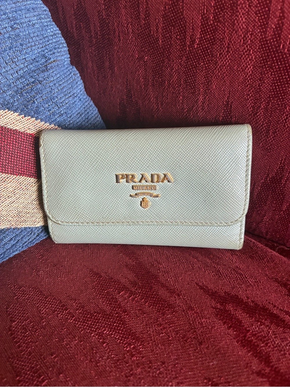 Prada Saffiano Leather Key Holder - Pale Blue